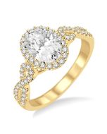 Oval Shape Semi-Mount Halo Diamond Engagement Ring