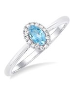 Oval Shape Gemstone & Halo Diamond Ring