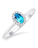 Oval Shape Gemstone & Halo Diamond Ring