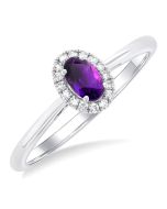 Oval Shape Gemstone & Halo Diamond Ring