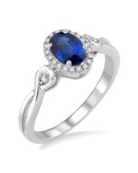 Oval Shape Gemstone & Diamond Ring