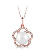 Flower Shape Pearl & Diamond Pendant