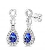 Pear Shape Gemstone & Diamond Earrings