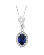 Oval Shape Gemstone & Diamond Pendant