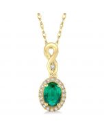 Oval Shape Gemstone & Diamond Pendant