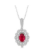 Oval Shape Gemstone & Diamond Pendant