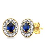 OVAL SHAPE GEMSTONE & DIAMOND EARRINGS