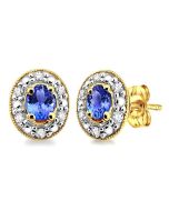 OVAL SHAPE GEMSTONE & DIAMOND EARRINGS