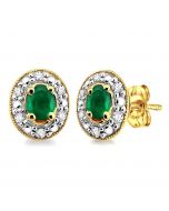 Oval Shape Gemstone & Diamond Earrings