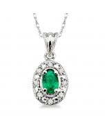 Oval Shape Gemstone & Diamond Pendant