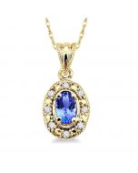 Oval Shape Gemstone & Diamond Pendant