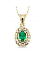 Oval Shape Gemstone & Diamond Pendant