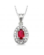 Oval Shape Gemstone & Diamond Pendant