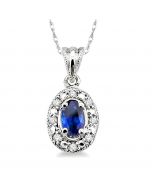 Oval Shape Gemstone & Diamond Pendant