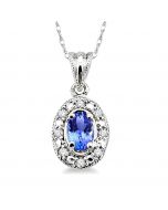 Oval Shape Gemstone & Diamond Pendant