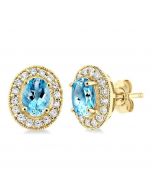 OVAL SHAPE GEMSTONE & DIAMOND EARRINGS