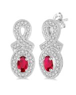 OVAL SHAPE GEMSTONE & DIAMOND EARRINGS