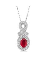 OVAL SHAPE GEMSTONE & DIAMOND PENDANT