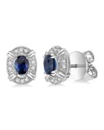 Oval Shape Gemstone & Diamond Earrings