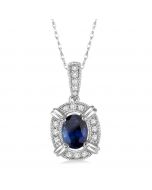 Oval Shape Gemstone & Diamond Pendant