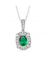 Oval Shape Gemstone & Diamond Pendant