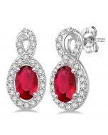 Oval Shape Gemstone & Diamond Earrings