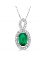 Oval Shape Gemstone & Diamond Pendant