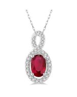 Oval Shape Gemstone & Diamond Pendant