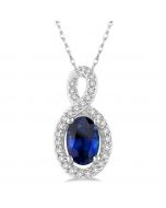 Oval Shape Gemstone & Diamond Pendant