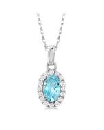 Oval Shape Gemstone & Halo Diamond Pendant