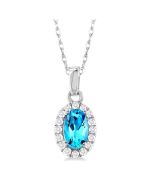 Oval Shape Gemstone & Halo Diamond Pendant