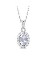 Oval Shape Gemstone & Halo Diamond Pendant