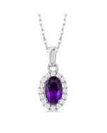 Oval Shape Gemstone & Halo Diamond Pendant