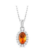 Oval Shape Gemstone & Halo Diamond Pendant