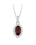 Oval Shape Gemstone & Halo Diamond Pendant