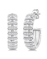 Ribbed Diamond Half Hoop Earrings