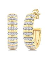 Ribbed Diamond Half Hoop Earrings