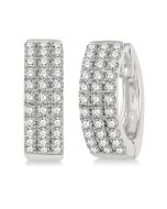 Three Row Diamond Petite Huggie Earrings