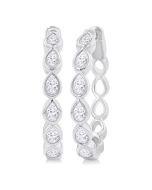 Pear Shape Bezel Set Diamond Fashion Hoop Earrings