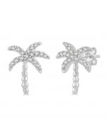 Palm Tree Petite Diamond Fashion Earrings