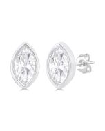 Marquise Shape Bezel Set Petite Diamond Fashion Earrings