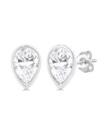 Pear Shape Bezel Set Petite Diamond Fashion Earrings