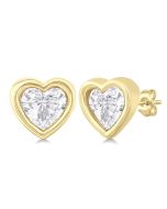 Heart Shape Bezel Set Petite Diamond Fashion Earrings