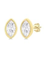 Marquise Shape Bezel Set Petite Diamond Fashion Earrings