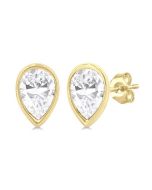 Pear Shape Bezel Set Petite Diamond Fashion Earrings