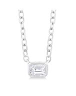 Emerald Shape East-West Bezel Set Petite Diamond Fashion Pendant