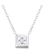 Princess Shape Bezel Set Petite Diamond Fashion Pendant