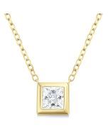 Princess Shape Bezel Set Petite Diamond Fashion Pendant