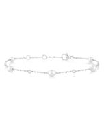 Pearl & Diamond Station Chain Bracelet