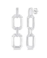 Silver Bold Open Link Diamond Fashion Earrings